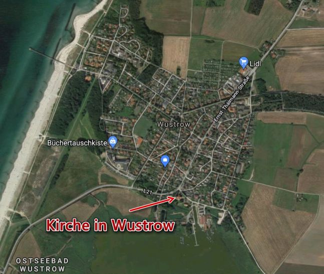 Lage der Kirche in Ostseebad Wustrow